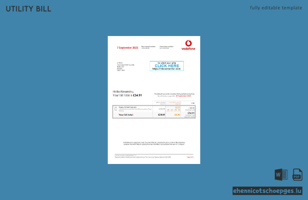 Beispiel einer Vodafone-Stromrechnung aus Großbritannien (Vorschau)